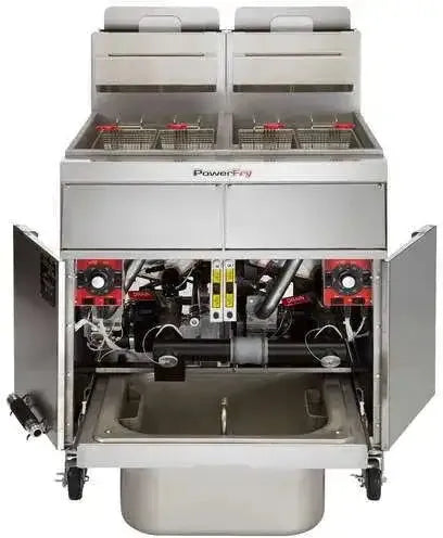 Vulcan - 2-Tank 170-180 lb Total Capacity Nat. Gas Floor Fryer, Computer Controls, KleenScreen - 2TR85CF