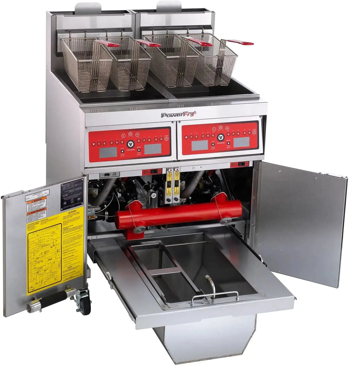 Vulcan - 2-Tank 90-100 lb Total Capacity Gas Floor Fryer, Computer Controls, KleenScreen Filtration - 2VK45CF