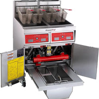Vulcan - 2-Tank 90-100 lb Total Capacity Gas Floor Fryer, Computer Controls, KleenScreen Filtration - 2VK45CF