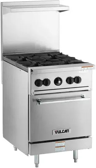 Vulcan - 24" Gas Restaurant Range with 4 Burners with Standard Oven - 24S-4B