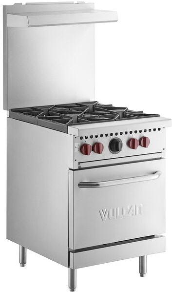 Vulcan - 24" Natural Gas Restaurant Range with 4 Burners with Space Saver Oven - SX24-4BN