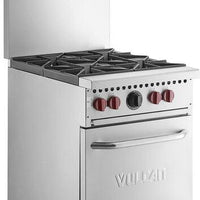 Vulcan - 24" Natural Gas Restaurant Range with 4 Burners with Space Saver Oven - SX24-4BN