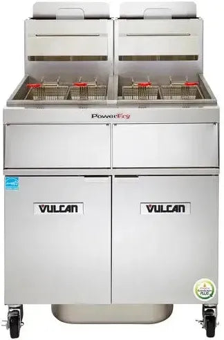 Vulcan - 3-Tank 135-150 lb Total Capacity Nat. Gas Floor Fryer, Computer Controls, KleenScreen - 3TR45CF