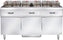 Vulcan - 3-Tank 150 lb Total Capacity Electric Floor Fryer, Analog Controls, KleenScreen Filtration - 3ER50AF