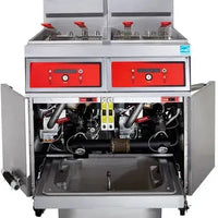 Vulcan - 3-Tank 195-210 lb Total Capacity Nat. Gas Floor Fryer, Digital Controls, KleenScreen Filtration - 3VK65DF