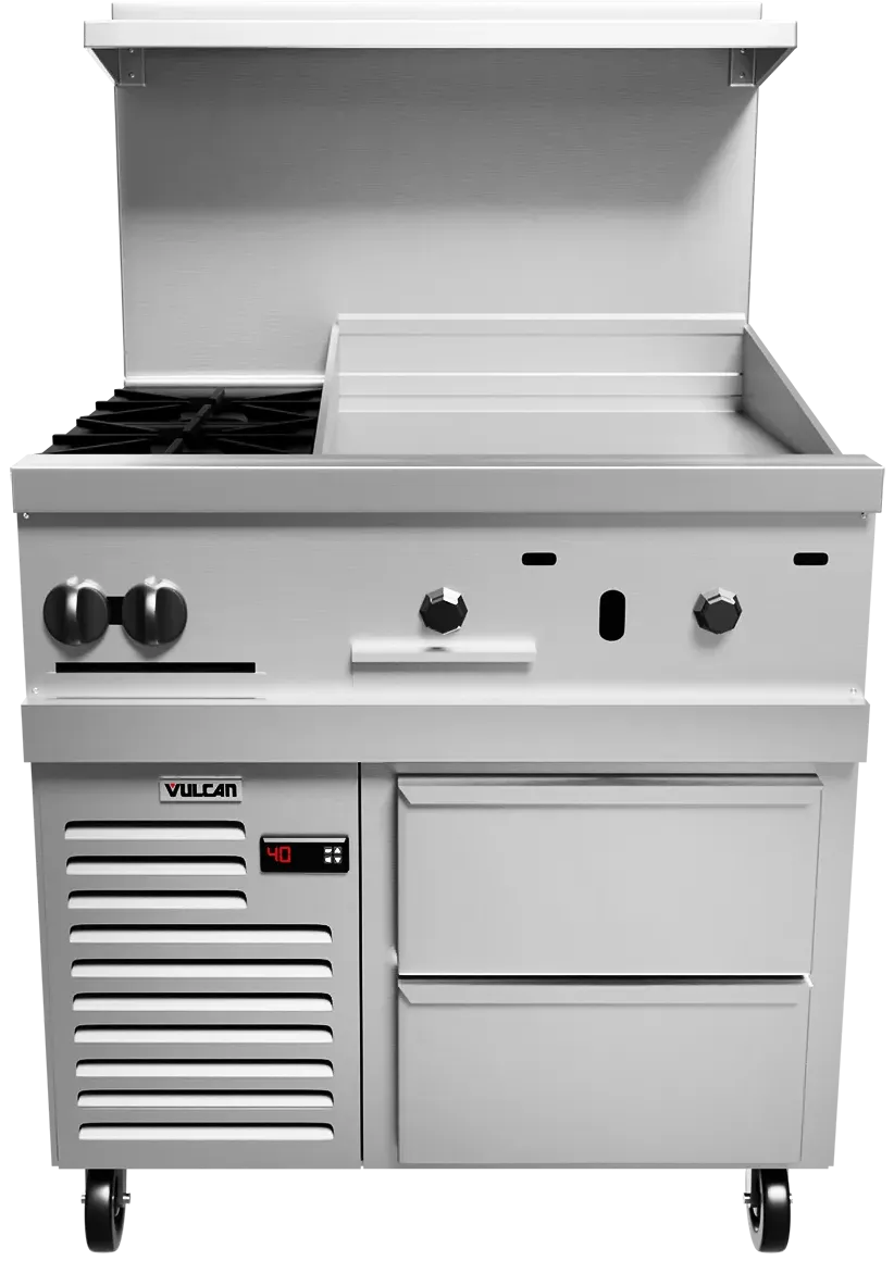 Vulcan - 36" Endurance LP Gas Range with 2 Burners, 24" Thermostatic Griddle - 36R-2B24GTP