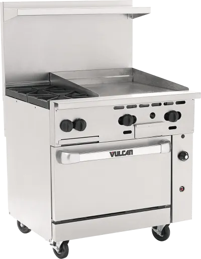Vulcan - 36" Endurance LP Gas Range with 2 Burners, 24" Thermostatic Griddle, Convection Oven - 36C-2B24GTP