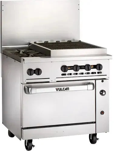 Vulcan - 36" Range- 2 Burners with 24" Charbroiler/Standard Oven -Natural Gas - 36S-2B24CBN