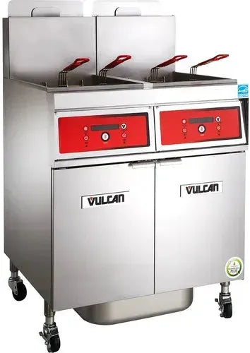 Vulcan - 4-Tank 180-200 lb Total Capacity Nat. Gas Floor Fryer, Computer Controls, KleenScreen - 4VK45CF