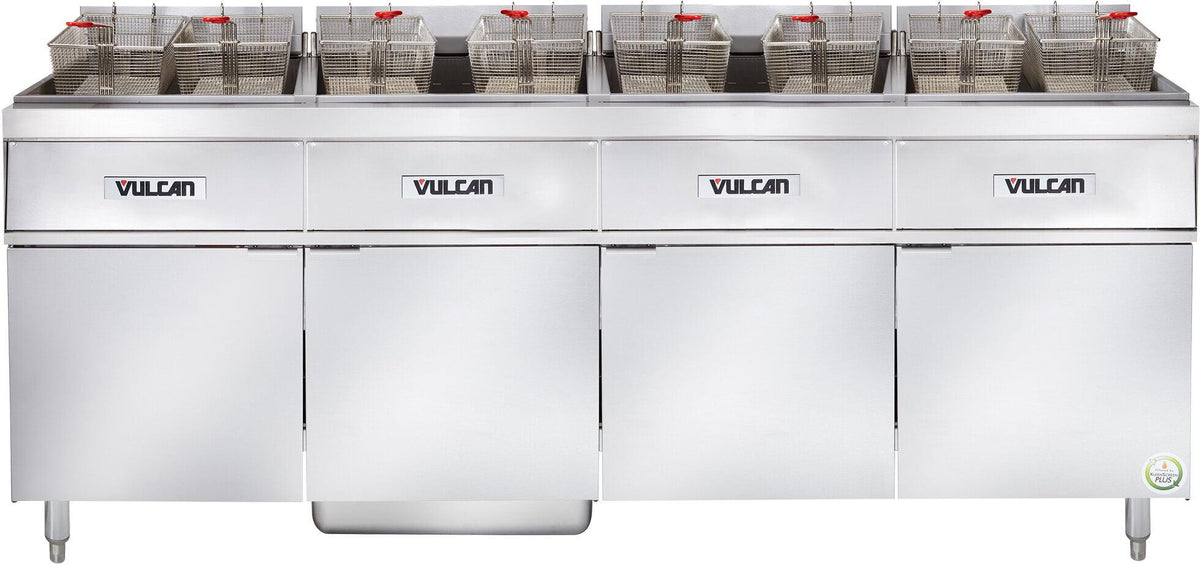 Vulcan - 4-Tank 200 lb Total Capacity Electric Floor Fryer, Analog Controls, KleenScreen Filtration - 4ER50AF