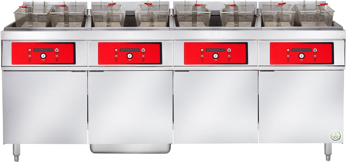 Vulcan - 4-Tank 200 lb Total Capacity Electric Floor Fryer, Digital Controls, KleenScreen Filtration - 4ER50DF