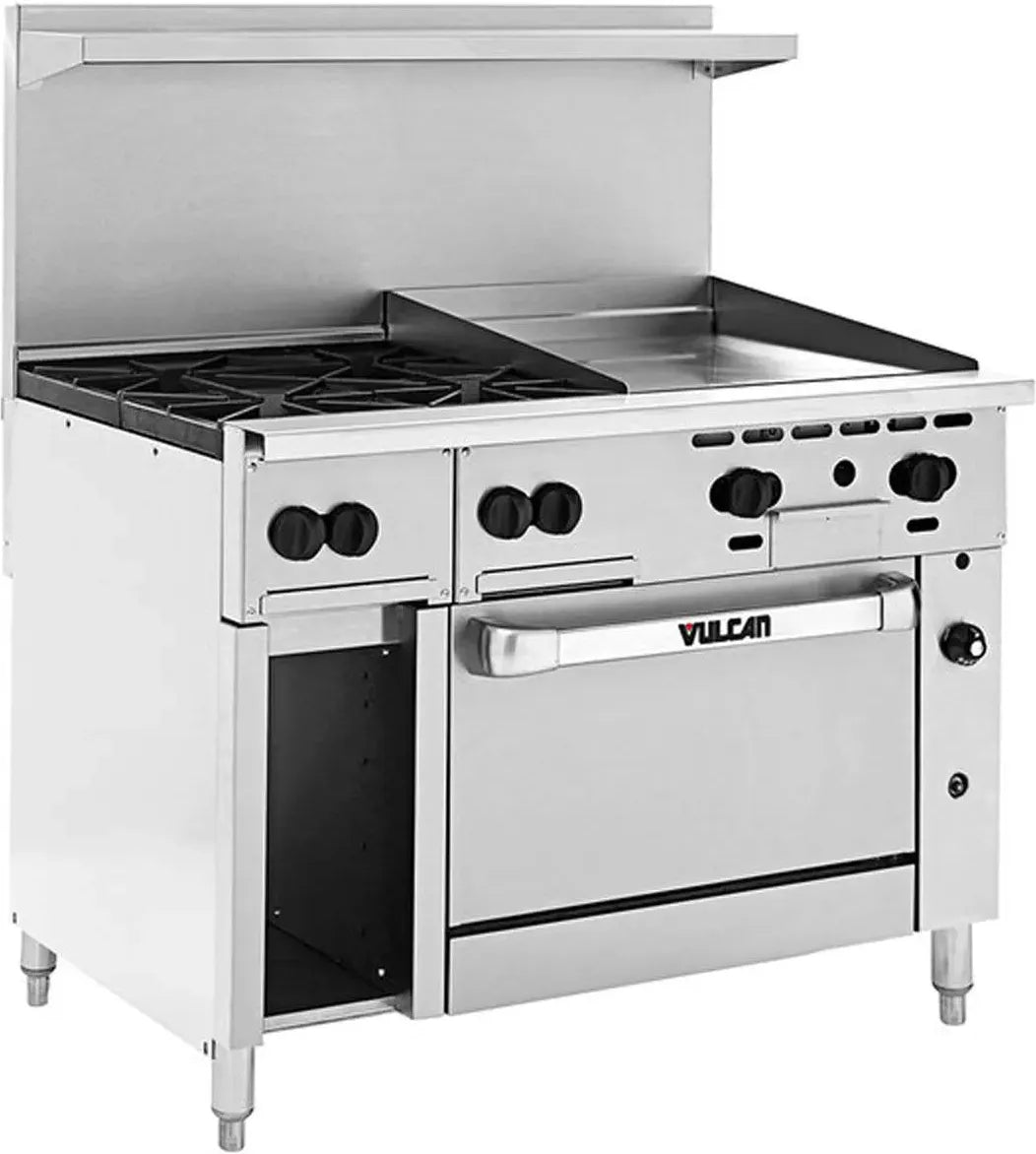 Vulcan - 48" Endurance LP Gas Range with 4 Burners, 24" Manual Griddle - 48R-24G4BP