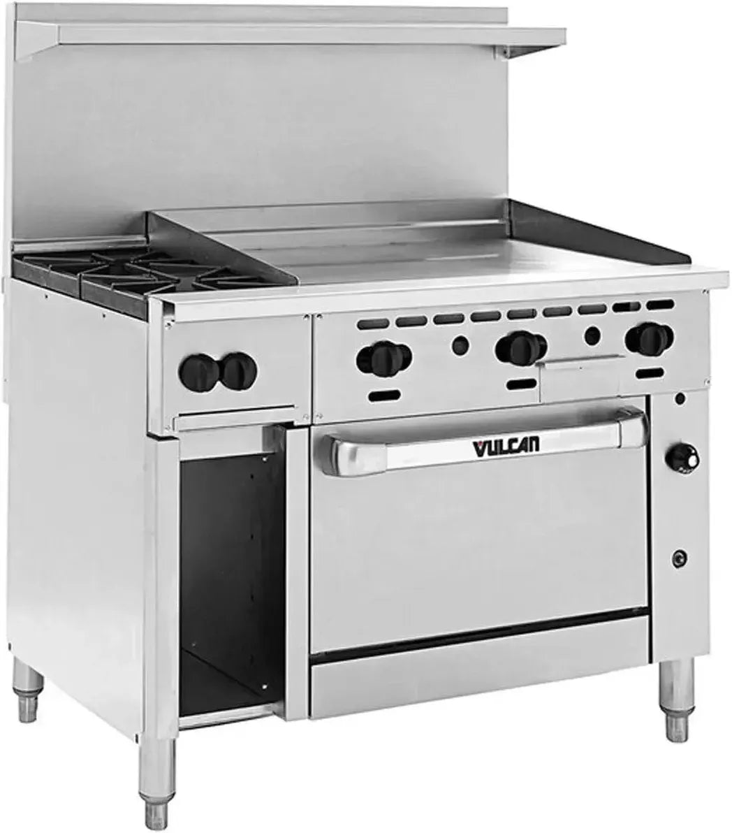 Vulcan - 48" Endurance Natural Gas Range with 2 Burners, 36" Manual Griddle - 48R-36G2BN