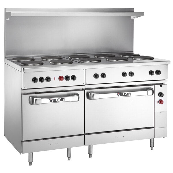 Vulcan - 60" Electric Restaurant Range with 10 French Burners and 2 Standard Ovens - EV60SS-10FP240