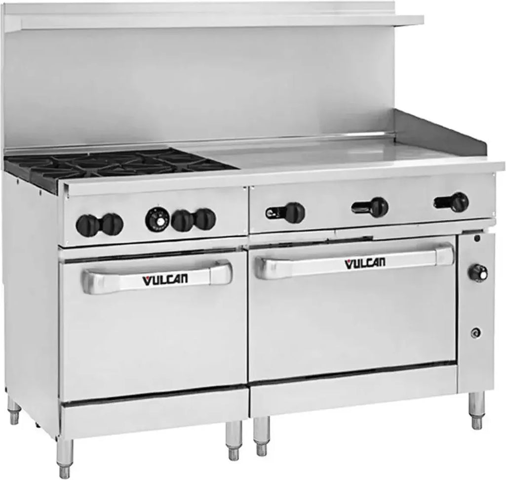 Vulcan - 60" Endurance LP Gas Range with 4 Burners, 36" Manual Griddle - 60RS-36G4BP