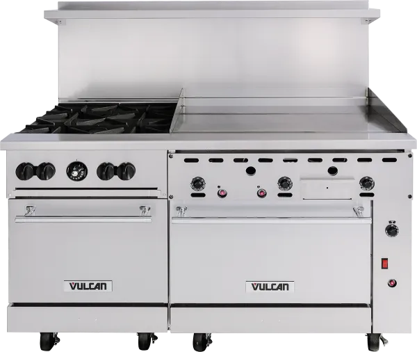 Vulcan - 60" Endurance LP Gas Range with 4 Burners, 36" Thermostatic Griddle, Convection Oven - 60SC-4B36GTP