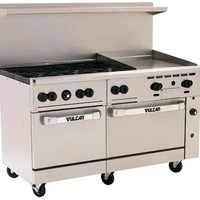 Vulcan - 60" Endurance LP Gas Range with 6 Burners, 24" Manual Griddle, 2 Standard Ovens - 60SS-6B24GP