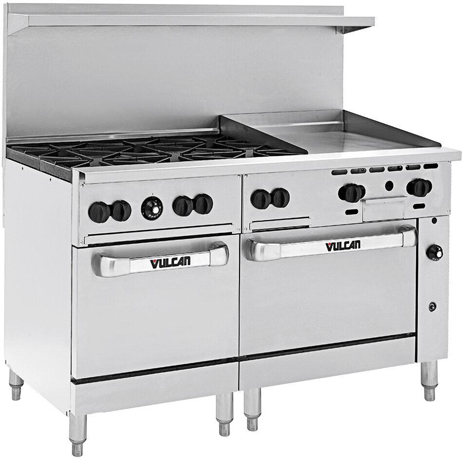 Vulcan - 60" Endurance LP Gas Range with 6 Burners, 24" Manual Griddle, Convection Oven - 60SC-6B24GP