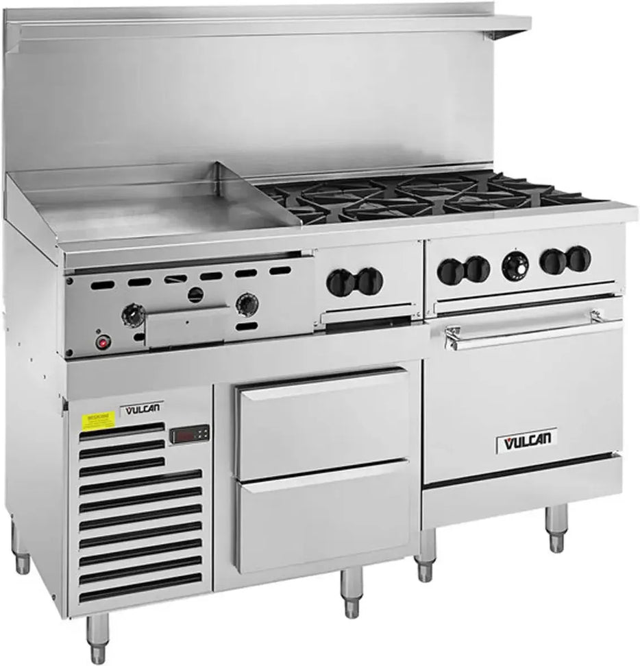 Vulcan - 60" Endurance LP Gas Range with 6 Burners, 24" Thermostatic Griddle - 60RS-24GT6BP