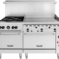 Vulcan - 60" Endurance Natural Gas Range with 4 Burners, 36" Manual Griddle, Convection Oven - 60SC-4B36GN