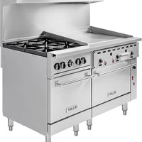 Vulcan - 60" Endurance Natural Gas Range with 4 Burners, 36" Manual Griddle, Convection Oven - 60SC-4B36GN