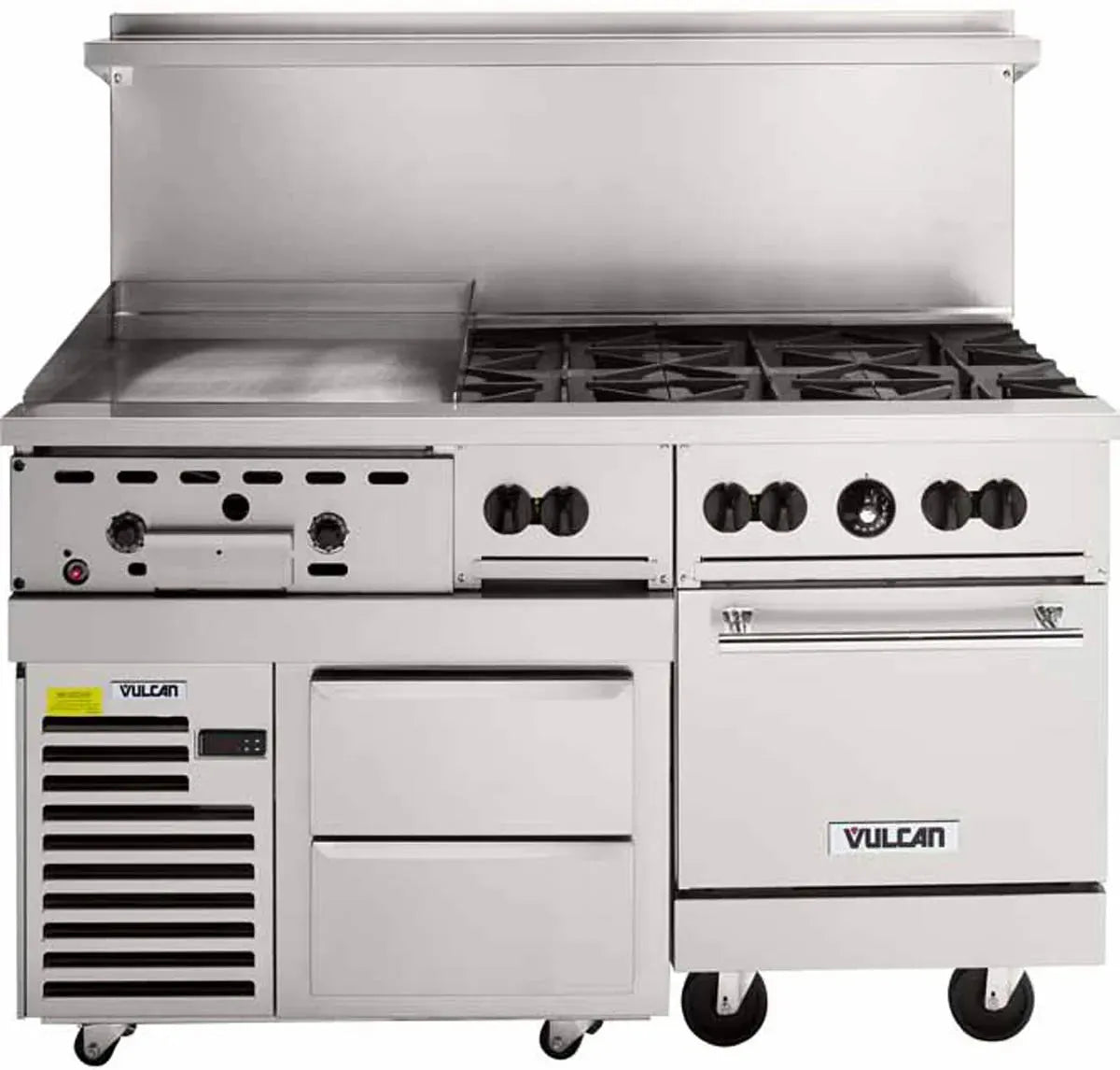 Vulcan - 60" Endurance Natural Gas Range with 6 Burners, 24" Manual Griddle - 60RS-24G6BN