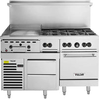 Vulcan - 60" Endurance Natural Gas Range with 6 Burners, 24" Thermostatic Griddle - 60RS-24GT6BN