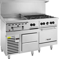 Vulcan - 60" Endurance Natural Gas Range with 6 Burners, 24" Thermostatic Griddle - 60RS-24GT6BN