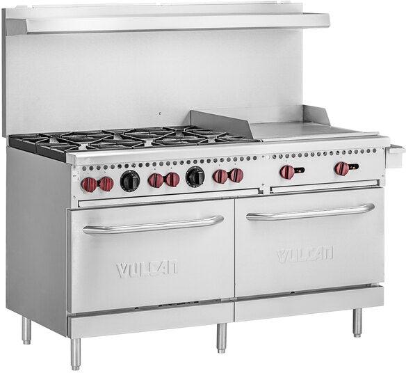 Vulcan - 60" Natural Gas Restaurant Range with 6 Burners and Griddle with Standard Oven - SX60F-6B24GN