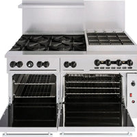 Vulcan - 60" Range - 6 Burners with 24" Charbroiler with Standard & Convection Oven - Natural Gas - 60SC-6B24CBN