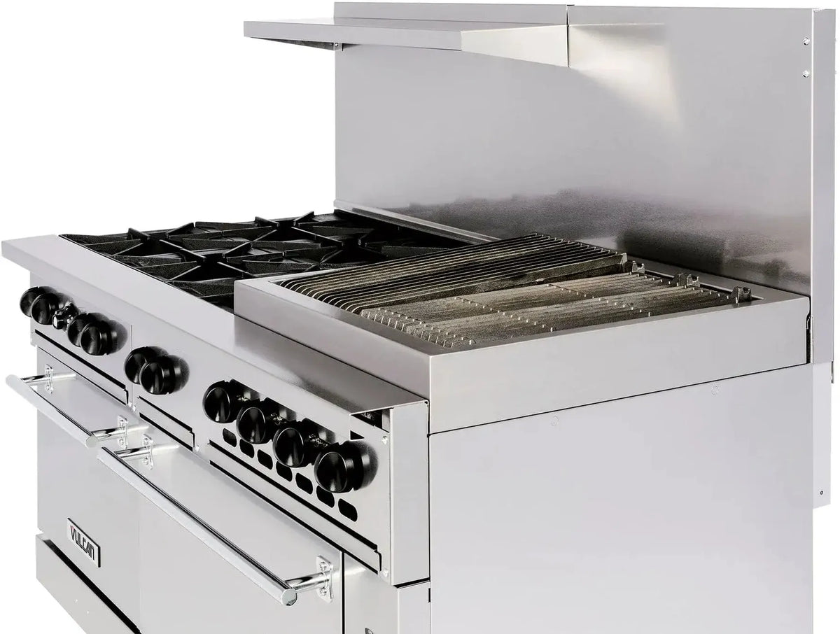Vulcan - 60" Range - 6 Burners with 24" Charbroiler with Standard & Convection Oven - Natural Gas - 60SC-6B24CBN