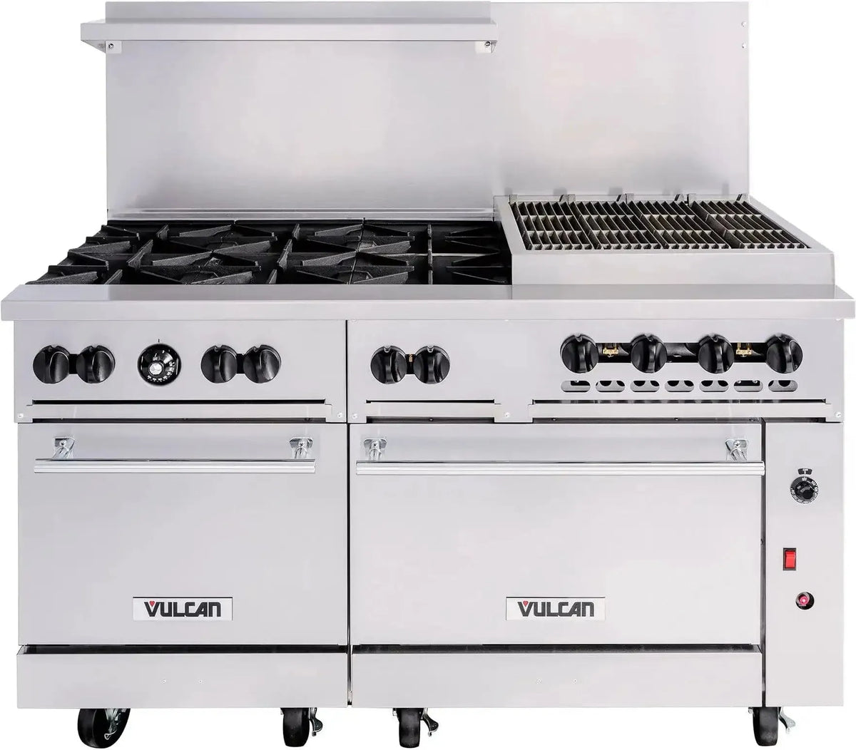 Vulcan - 60" Range - 6 Burners with 24" Charbroiler with Standard & Convection Oven - Natural Gas - 60SC-6B24CBN