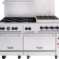 Vulcan - 60" Range - 6 Burners with 24" Charbroiler with Standard & Convection Oven - Natural Gas - 60SC-6B24CBN
