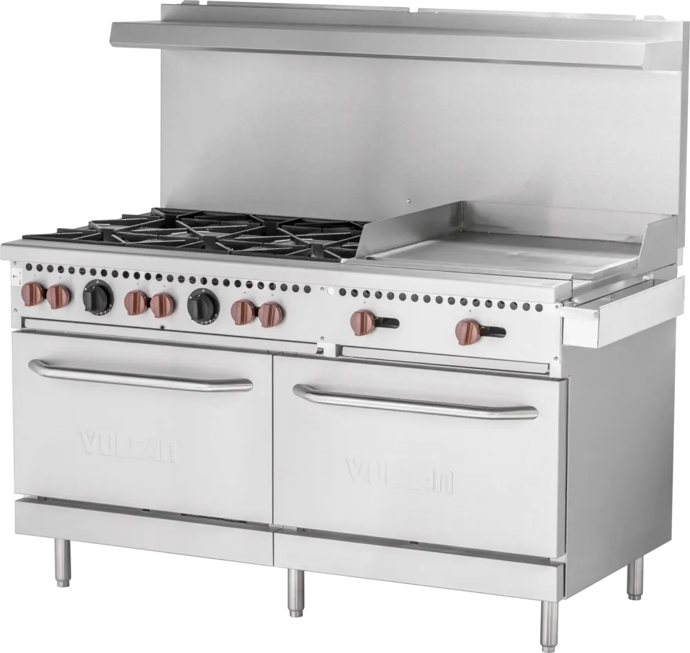 Vulcan - 60" Value Series Gas Range with 6 Burners, 24" Griddle, 2 Standard Ovens - SX60F-6B24G