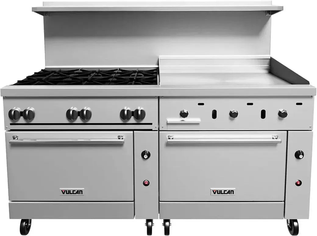 Vulcan - 72" Endurance Natural Gas Range with 6 Burners, 36" Thermostatic Griddle - 72RS-6B36GTN