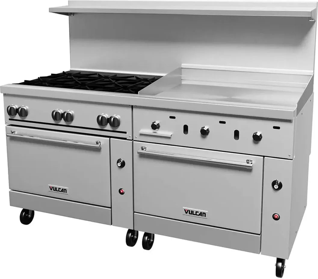 Vulcan - 72" Endurance Natural Gas Range with 6 Burners, 36" Thermostatic Griddle - 72RS-6B36GTN