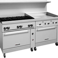 Vulcan - 72" Endurance Natural Gas Range with 6 Burners, 36" Thermostatic Griddle - 72RS-6B36GTN