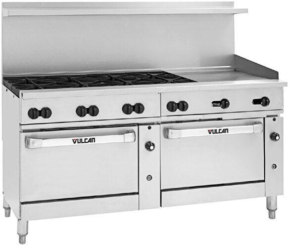 Vulcan - 72" Endurance Natural Gas Range with 8 Burners, 24" Manual Griddle, Std. & Conv. Ovens - 72SC-8B24GN