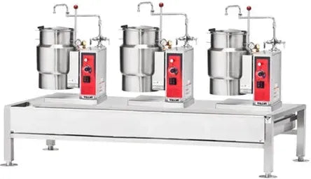 Vulcan - 80" Electric Kettle/Braising Table with 6-Gallon Kettle & 6-Gallon Kettle & 6-Gallon Kettle - VEKT80/666
