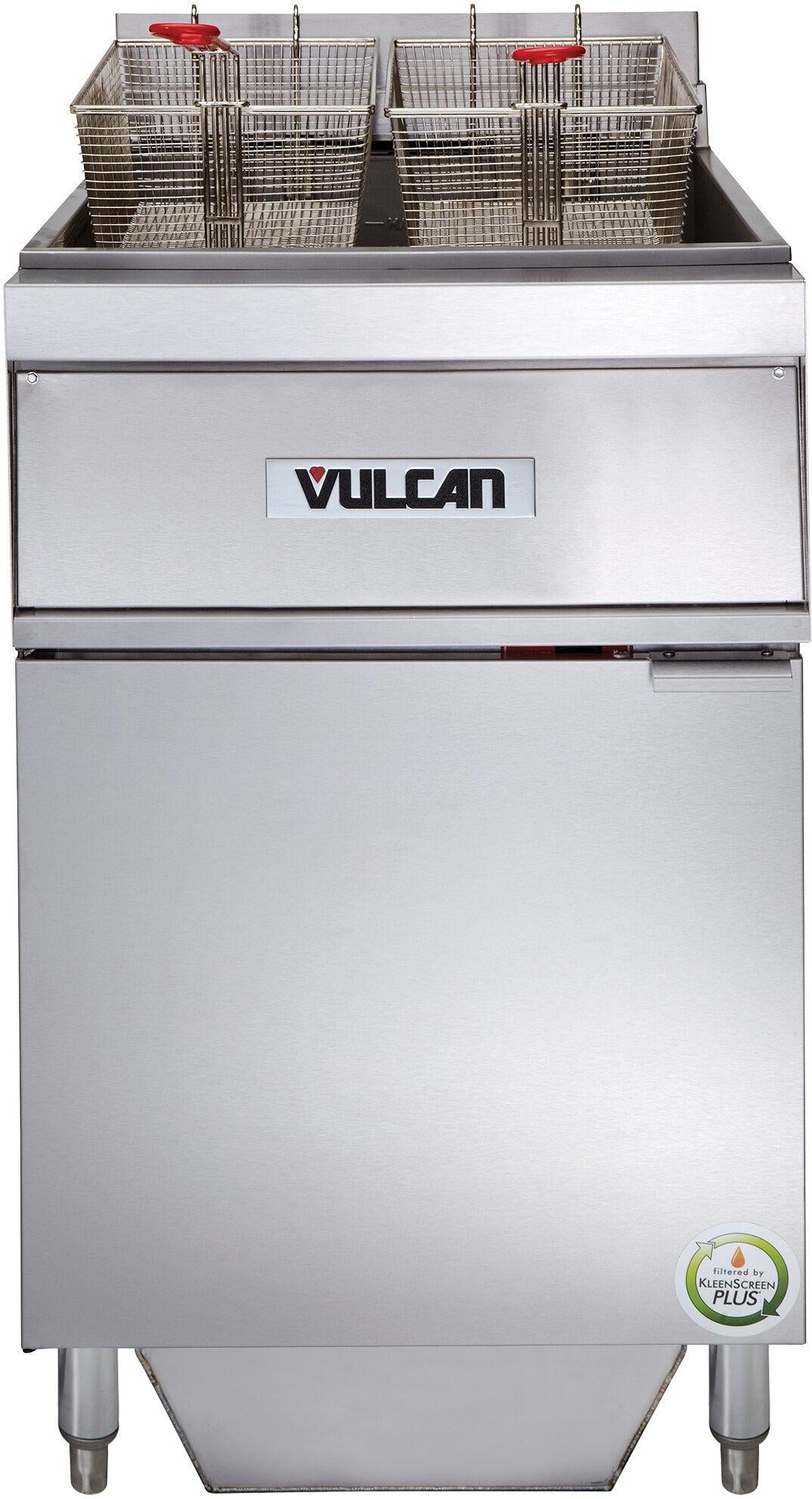 Vulcan - 85-90 lb Capacity Electric Floor Fryer, Analog Controls, KleenScreen Filtration - 1ER85AF