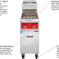 Vulcan - 85-90 lb Capacity Natural Gas Floor Fryer, Computer Controls, KleenScreen Filtration - 1TR85CF