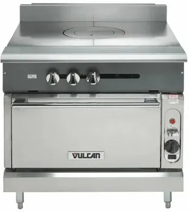 Vulcan - Commercial Range, 36" Wide with 2 Plancha Tops and Cabinet Base - V2P36B