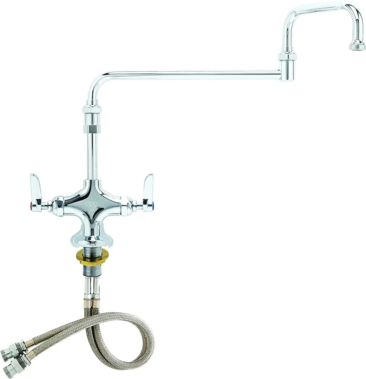 Vulcan - Double Pantry Deck Mount Faucet 18" Double Jointed Swivel Spout, Includes 4" and 12" Riser - DBLTS 18NZLI