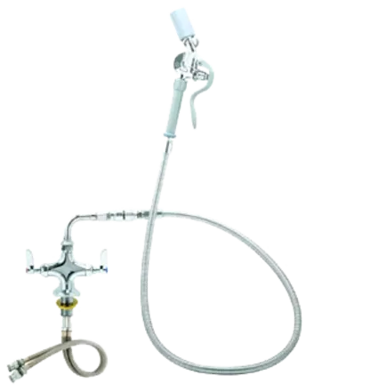 Vulcan - Double Pantry Deck Mount Faucet Washdown Hose With Backflow Preventer and LOW Flow - DBFCTTS WSHDWN