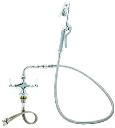 Vulcan - Double Pantry Deck Mount Faucet With Backflow Preventer and POT Filler With 60" Braided - DBLPTS POTFIL
