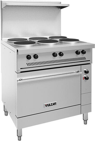 Vulcan - Endurance Series 208V 36" Electric Range with 6 French Plates and Oven Base - EV36S‐6FP208
