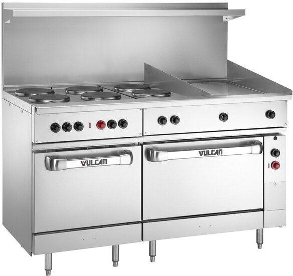 Vulcan - Endurance Series 208V 60" Electric Range with 6 French Plates and Oven Base - EV60SS-6FP24G208