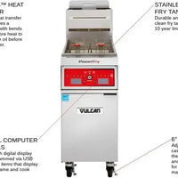 Vulcan - PowerFry3 65 lb. Gas Floor Model Full Pot Fryer with Solid State Controls - 1TR65A