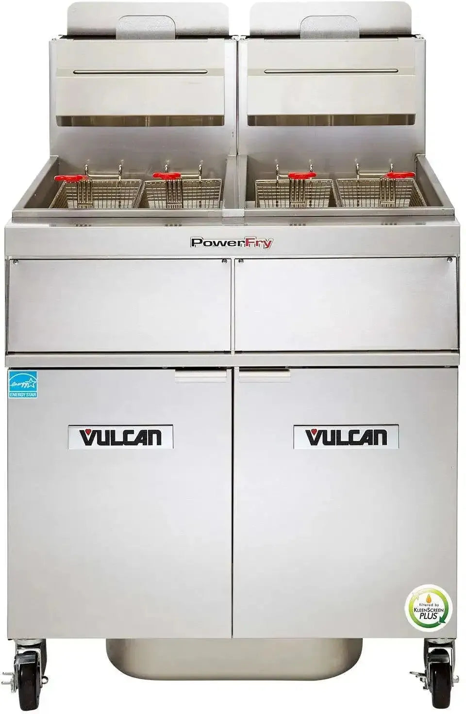 Vulcan - PowerFry5™ 2 45-50 lb. Fryers Gas Floor Fryer with Solid State Controls and KleenScreen PLUS® - 2VK45AF
