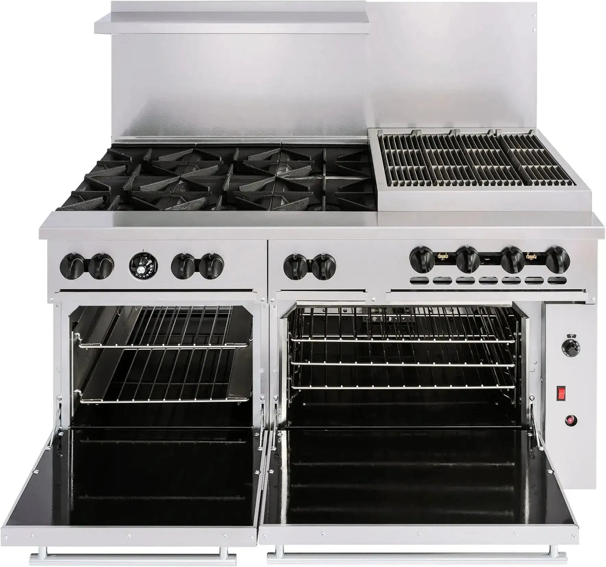 Vulcan - Restaurant Gas Range, 60" Wide with 6 Burners, 24" Charbroiler and 1 Convection Oven & 1 - 60SC-6B24CBP